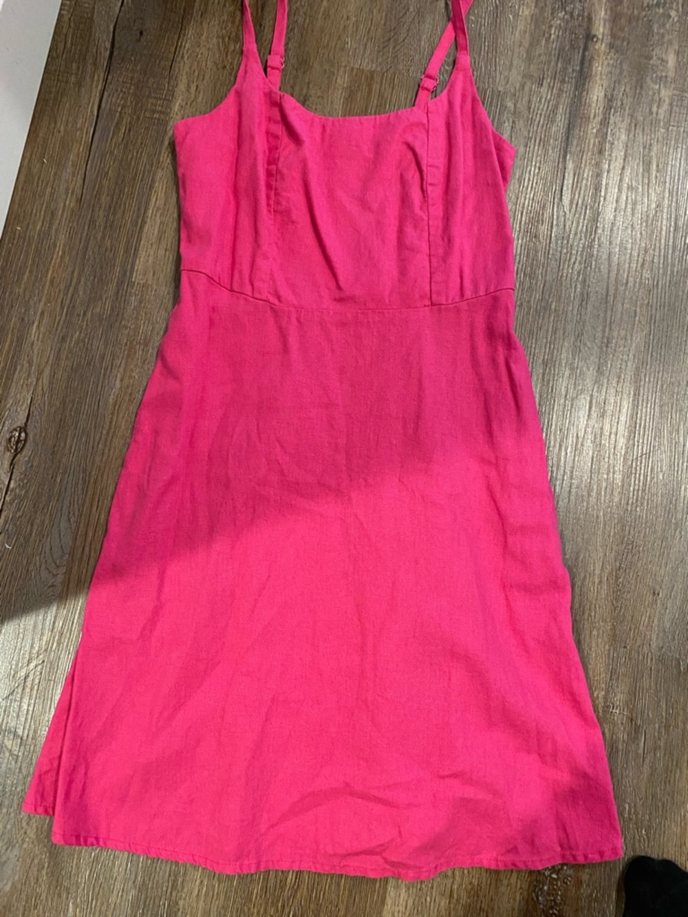 Hot Pink Spaghetti Strap Mini Dress with Pockets